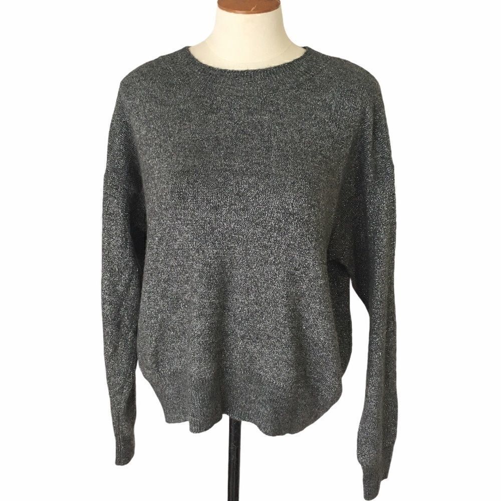 H&M Black and Silver Medallic Thread Sweater Sz S